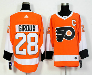 Men's Philadelphia Flyers #28 Claude Giroux Orange With C Patch Home 2017-2018 Hockey Adidas Stitched NHL Jersey