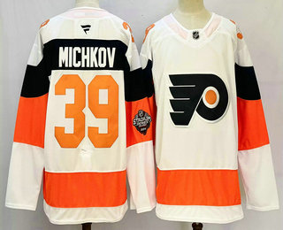 Men's Philadelphia Flyers #39 Matvei Michkov White 2024 Stadium Series Stitched Authentic Jersey