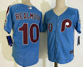 Men's Philadelphia Phillies #10 JT Realmuto Blue Cooperstown Throwback Cool Base Nike Jersey