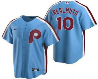 Men's Philadelphia Phillies #10 JT Realmuto Light Blue Cool Base Jersey