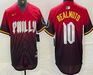 Men's Philadelphia Phillies #10 JT Realmuto Red 2024 City Cool Base Jersey