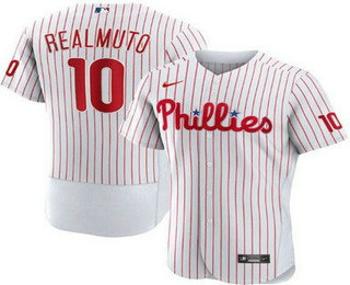 Men's Philadelphia Phillies #10 JT Realmuto White Authentic Jersey