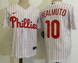 Men's Philadelphia Phillies #10 JT Realmuto White Cool Base Jersey