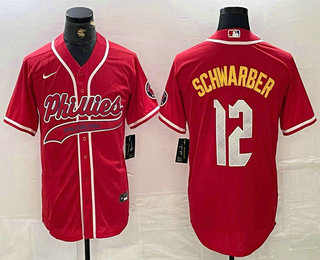 Men's Philadelphia Phillies #12 Kyle Schwarber Red 2024 City Connect Limited Stitched Jersey