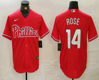 Men's Philadelphia Phillies #14 Pete Rose Red Cool Base Stitched Jersey