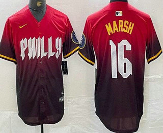 Men's Philadelphia Phillies #16 Brandon Marsh Red 2024 City Cool Base Jersey