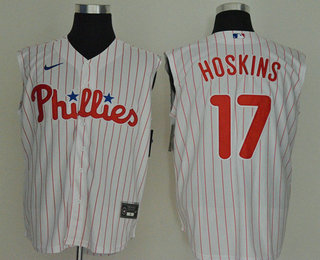 Men's Philadelphia Phillies #17 Rhys Hoskins White 2020 Cool and Refreshing Sleeveless Fan Stitched MLB Nike Jersey