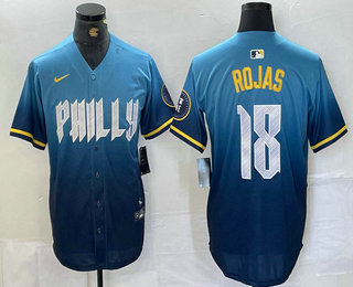 Men's Philadelphia Phillies #18 Johan Rojas Blue 2024 City Connect Limited Stitched Jersey