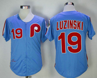 Men's Philadelphia Phillies #19 Greg Luzinski Light Blue 1980 Throwback Stitched MLB Cooperstown Collection Jersey By Mitchell & Ness