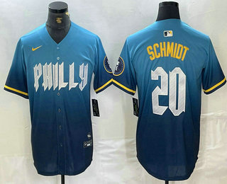 Men's Philadelphia Phillies #20 Mike Schmidt Blue 2024 City Cool Base Jersey