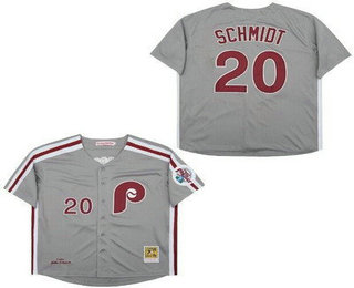 Men's Philadelphia Phillies #20 Mike Schmidt Gray 1989 Throwback Jersey