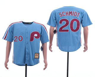 Men's Philadelphia Phillies #20 Mike Schmidt Light Blue Cool Base Cooperstown Collection Jersey