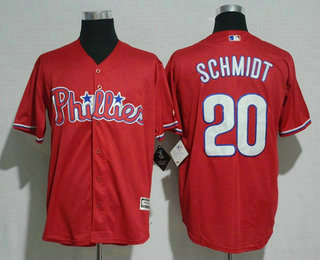 Men's Philadelphia Phillies #20 Mike Schmidt Red Stitched MLB Majestic Cool Base Jersey