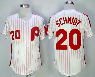 Men's Philadelphia Phillies #20 Mike Schmidt White 1983 Throwback Stitched MLB Cooperstown Collection Jersey By Mitchell & Ness