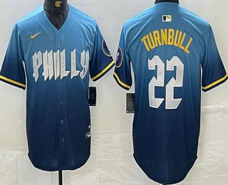 Men's Philadelphia Phillies #22 Spencer Turnbull Blue 2024 City Cool Base Jersey