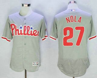 Men's Philadelphia Phillies #27 Aaron Nola Gray Road 2016 Flexbase Majestic Baseball Jersey