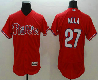 Men's Philadelphia Phillies #27 Aaron Nola Red Flexbase 2016 MLB Player Jersey