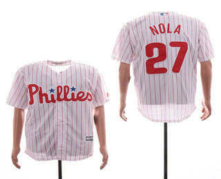 Men's Philadelphia Phillies #27 Aaron Nola White Home Stitched MLB Majestic Cool Base Jersey