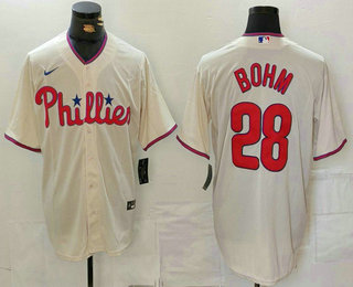 Men's Philadelphia Phillies #28 Alec Bohm Cream Cool Base Stitched Jersey