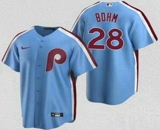 Men's Philadelphia Phillies #28 Alec Bohm Light Blue Cool Base Jersey