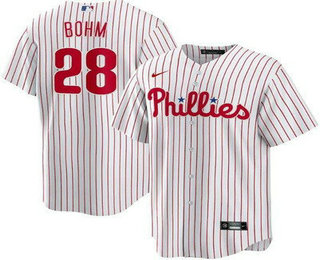 Men's Philadelphia Phillies #28 Alec Bohm White Cool Base Jersey