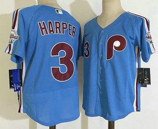 Men's Philadelphia Phillies #3 Bryce Harper Blue Stitched MLB Flex Base Nike Jersey