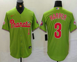 Men's Philadelphia Phillies #3 Bryce Harper Green Stitched Cool Base Nike Jersey