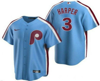 Men's Philadelphia Phillies #3 Bryce Harper Light Blue Cool Base Jersey