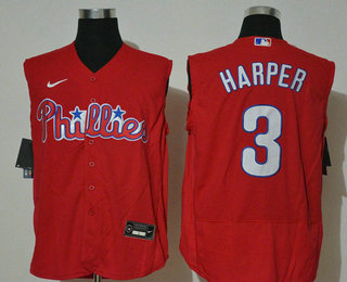 Men's Philadelphia Phillies #3 Bryce Harper Red 2020 Cool and Refreshing Sleeveless Fan Stitched Flex Nike Jersey