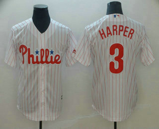 Men's Philadelphia Phillies #3 Bryce Harper White Home Stitched MLB Cool Base Jersey