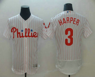 Men's Philadelphia Phillies #3 Bryce Harper White Home Stitched MLB Flex Base Jersey