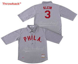 Men's Philadelphia Phillies #3 Chuck Klein 1990 Gray Wool Mitchell & Ness Throwback Jersey