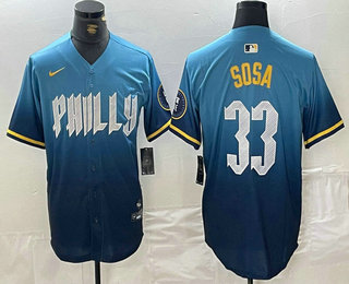 Men's Philadelphia Phillies #33 Edmundo Sosa Blue 2024 City Connect Limited Stitched Jersey