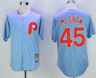 Men's Philadelphia Phillies #45 Tug McGraw Light Blue Majestic Cool Base Cooperstown Collection Jersey