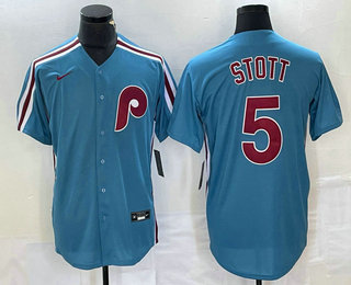 Men's Philadelphia Phillies #5 Bryson Stott Blue Cooperstown Throwback Cool Base Nike Jersey