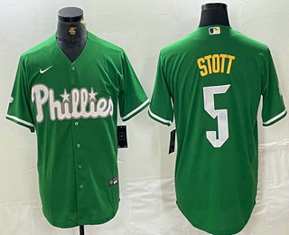 Men's Philadelphia Phillies #5 Bryson Stott Green 2024 City Connect Stitched Jersey