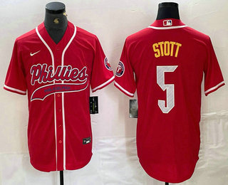 Men's Philadelphia Phillies #5 Bryson Stott Red Cool Base Stitched Baseball Jersey