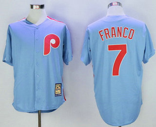 Men's Philadelphia Phillies #7 Maikel Franco Light Blue Majestic Cool Base Cooperstown Collection Jersey