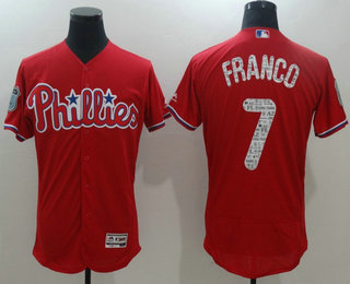 Men's Philadelphia Phillies #7 Maikel Franco Red 2017 Spring Training Stitched MLB Majestic Flex Base Jersey