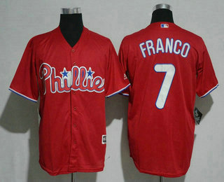 Men's Philadelphia Phillies #7 Maikel Franco Red Stitched MLB Majestic Cool Base Jersey