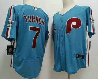 Men's Philadelphia Phillies #7 Trea Turner Blue Stitched MLB Flex Base Nike Jersey