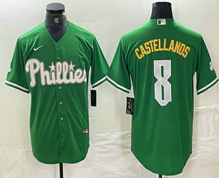 Men's Philadelphia Phillies #8 Nick Castellanos Green 2024 City Connect Stitched Jersey