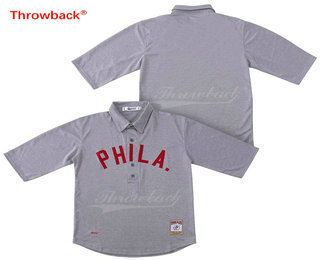 Men's Philadelphia Phillies Blank 1990 Gray Wool Mitchell & Ness Throwback Jersey