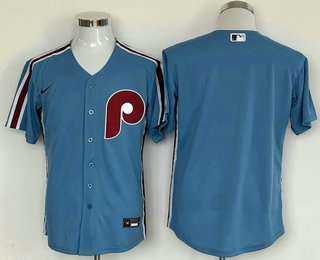 Men's Philadelphia Phillies Blank Blue Cooperstown Cool Base Nike Jersey