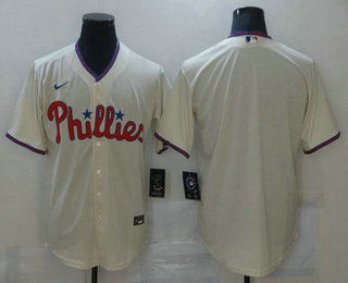 Men's Philadelphia Phillies Blank Cream Stitched MLB Cool Base Nike Jersey