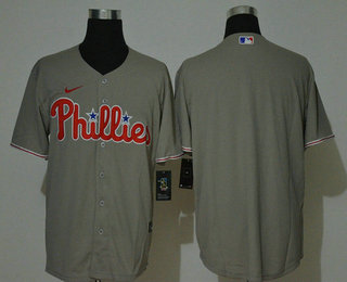 Men's Philadelphia Phillies Blank Gray Stitched MLB Cool Base Nike Jersey