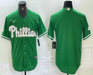 Men's Philadelphia Phillies Blank Green Celtic Stitched Cool Base Nike Jersey