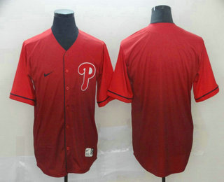 Men's Philadelphia Phillies Blank Nike Red Fade Stitched Jersey