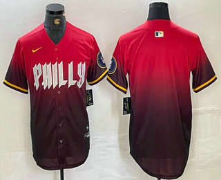 Men's Philadelphia Phillies Blank Red Black 2024 City Connect Limited Stitched Jersey