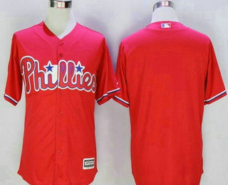 Men's Philadelphia Phillies Blank Red Stitched MLB Cool Base Jersey